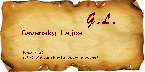 Gavansky Lajos névjegykártya